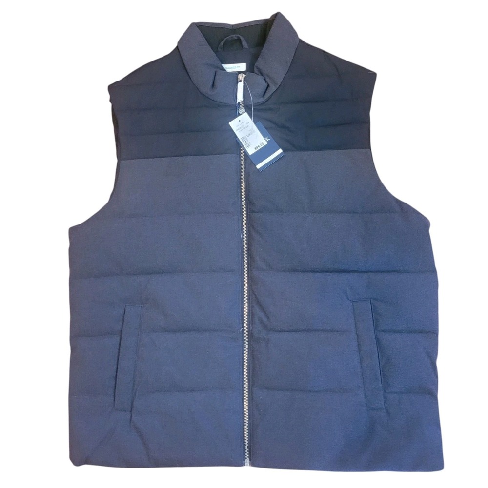 Jos A Banks Vest XL Gray Quilted Tailored Fit Full Zip Waistcoat Charcoal/Black